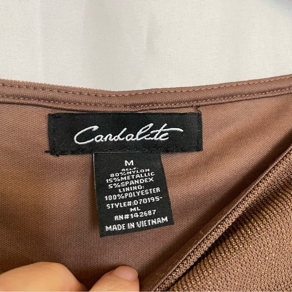 CANDALITE Women’s Brown Sparkle Cut Out Floor Length Body Con Dress Size Med - Picture 6 of 12